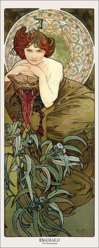 Emerald, Alphonse Mucha painting